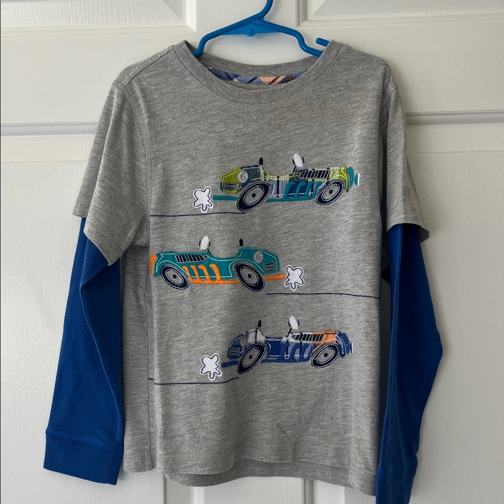 J. Khaki Gray Long Sleeve Tee with Colorful Cars